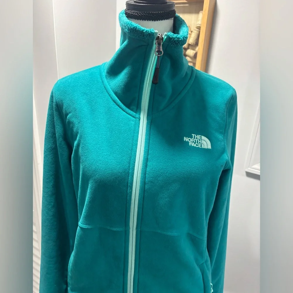The North Face Sherpa Lined Jacket Size Medium Teal Pockets B1 - Picture 6 of 12